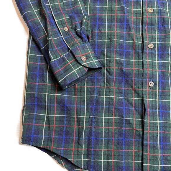 Sir Pendleton Men Medium Green Blue Hunting Tartan Plaid Wool Button Down Shirt - Picture 2 of 11